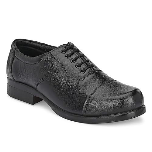 Buy Police Shoes for Men Black Genuine Leather Light Weight at Amazon.in