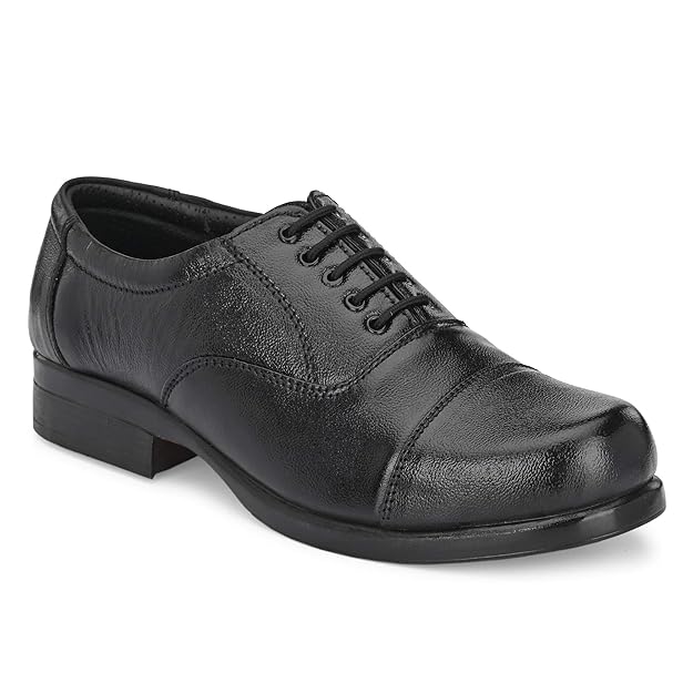 Buy Police Shoes for Men Black Genuine Leather Light Weight at Amazon.in