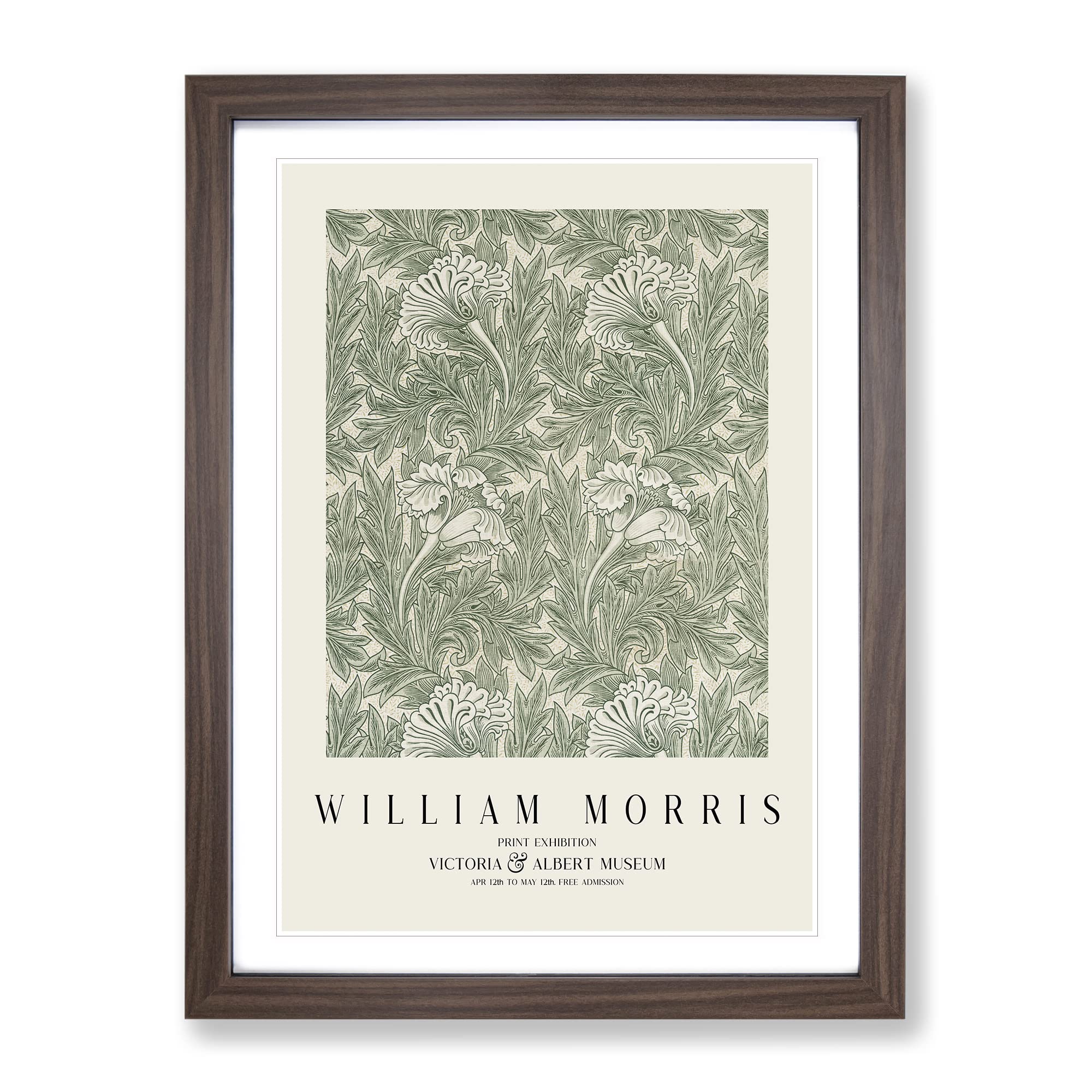 Tulips By William Morris Exhibition Museum Painting Framed Wall Art Print, Ready to Hang Picture for Living Room Bedroom Home Office Décor, Walnut A3 (34 x 46 cm)