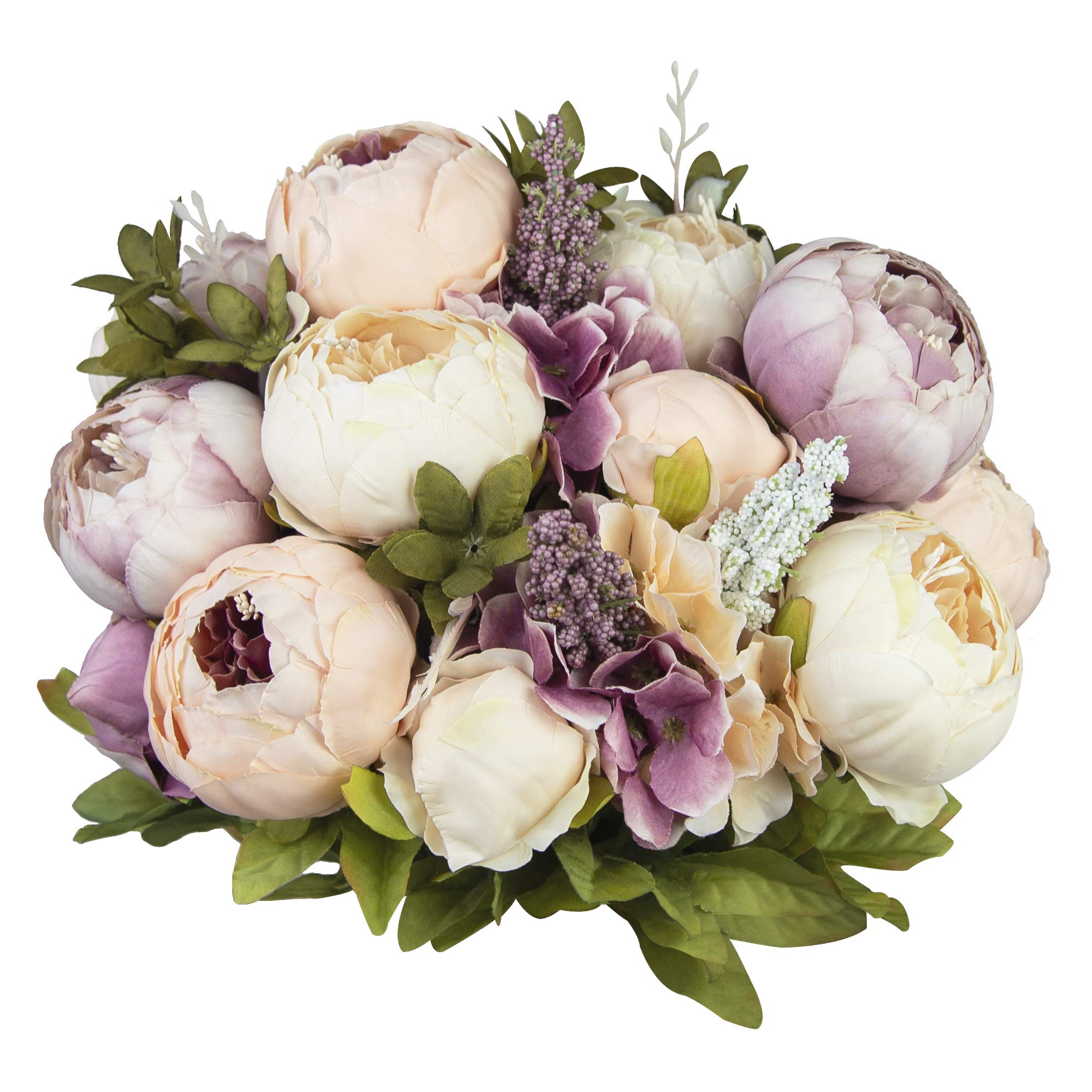 Vintage Artificial Peonies Silk Peony Flowers Bouquet for Wedding Bridal Home Décor – Beautiful Floral Centerpiece Arrangement Decoration with 2 Bouquets (Mixed Light Pink, Sweetened Bean)
