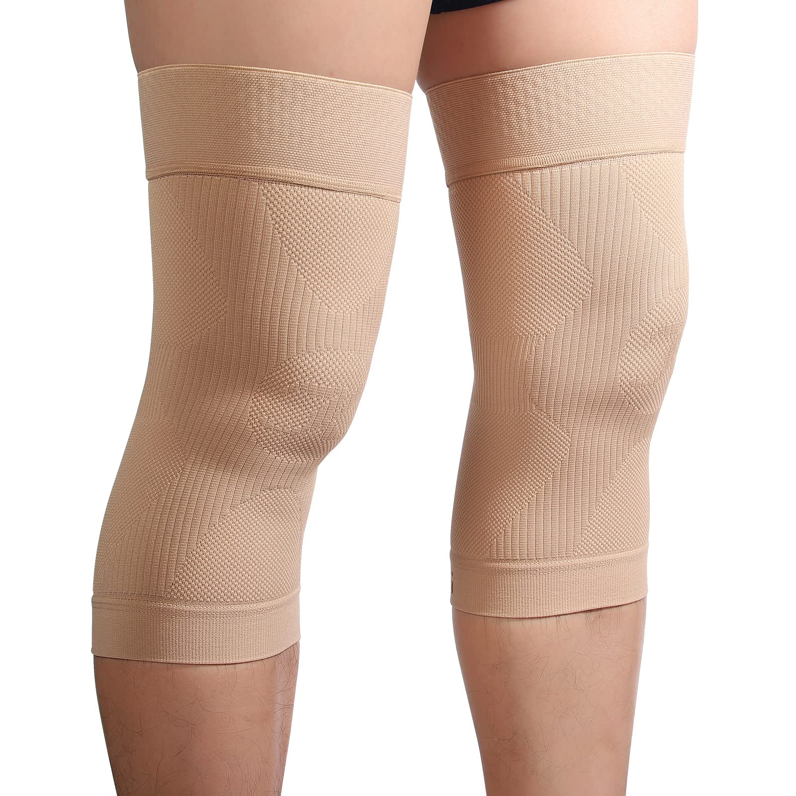 Photo 1 of KEKING Orthopedic Brace for Tendinitis, Arthritis, ACL, MCL, Injury Recovery, Meniscus Tear, Knee Pain, Aching Knees, Patellar Tendonitis and Arthritis, Knee Compression Sleeves 2 Pack, Beige 3XLLPNPMEY3434212
