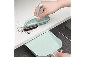 Small Dust Pan and Brush Set, Mini Broom and Dustpan Set Small Hand Broom and Brush Combo Dust Pan with Teeth for Home Cleani