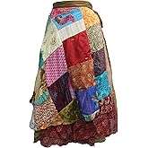 Sari Silk Vintage Patchwork Wraparound Long Skirt - Embrace Timeless Elegance with This Stunning Ethnic Fashion Piece, Perfect for Any Occasion or Casual Outing! Multi