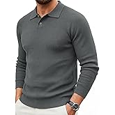 MAGNIVIT Mens Long Sleeve Knit Polo Shirts Casual Raglan Sleeve Sweater 2-Button Down Anti-Pilling Golf Shirts