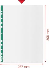 Esselte A4 Punched Pockets 200 x Poly Pockets 34 Micron Green Spine 200 Pack view 6