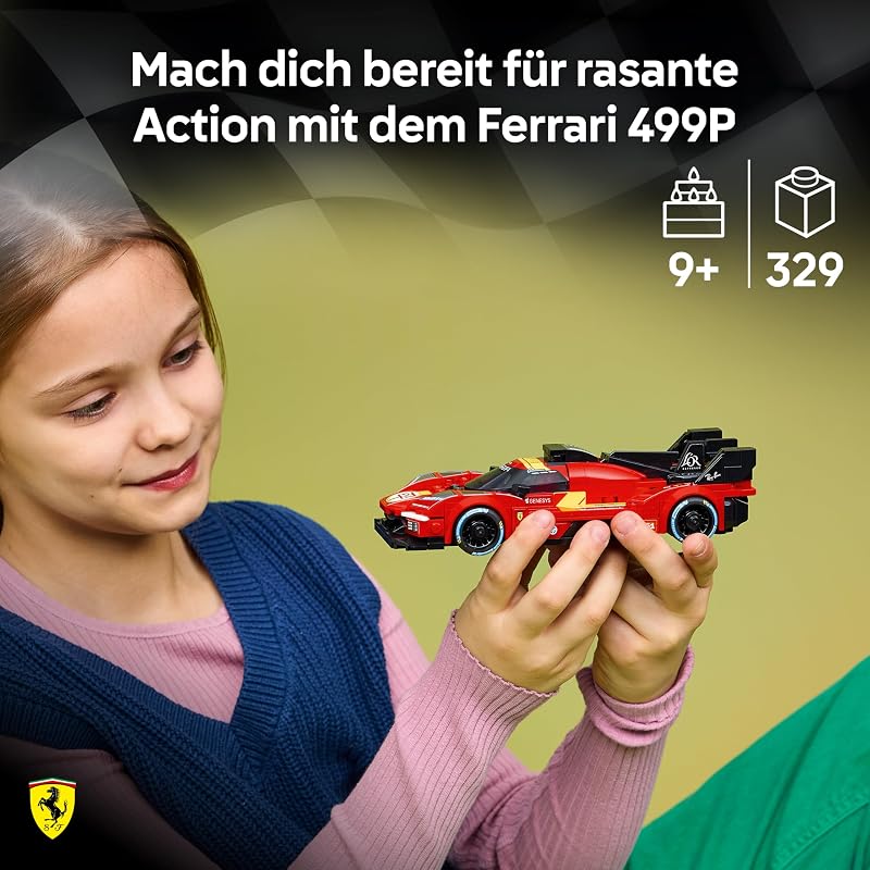 Speed Champions Ferrari 499P - Rennwagen Spielzeug - Mint Modellbau mit Fahrer Minifigur zum Sammeln - Motorsport Geschenk für Jungen ab 9 Jahren und Fans - 77261 — Foto 2 von 8