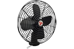 Maichis Heavy Duty All Metal 12V Car Fan, 8inch fan blade with Black Finished and 2 Speed Switch, Ventilation Electrical Cooling Air Metal Fan for Cars, Trucks, RV, Delivery Vehicle, Bus, Van