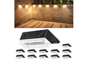 Ellasay Solar Fence Lights Outdoor: 12 Pack 8 Lighting Modes with RGB Solar Powered Deck Light - Waterproof IP65 - Wall Decor for Garden Patio Backyard Porch