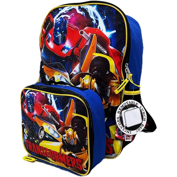 Transformers Backpack Optimus Prime And Bumblebee 5 Piece Tote Bag Set Multicolored