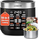 COSORI Rice Cooker 10 Cup, 24h Keep Warm, 18 Functions Fuzzy Logic Rice Maker with Stainless Steel Steamer Basket, Sauté, Slo