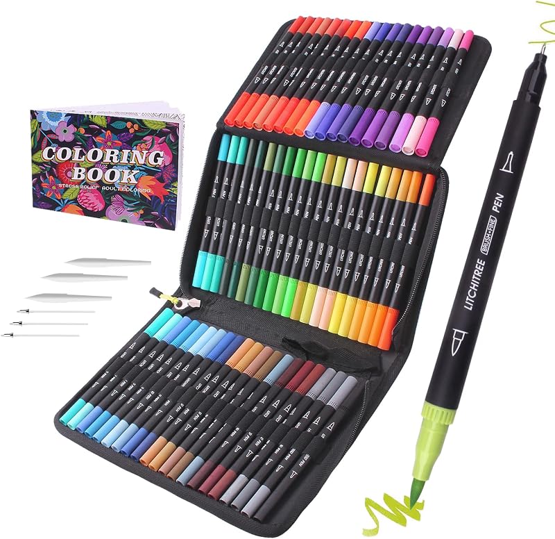 Laconile 72 Dual Tip Art Markers Pens Brushes for Artists Fineliners Colouring