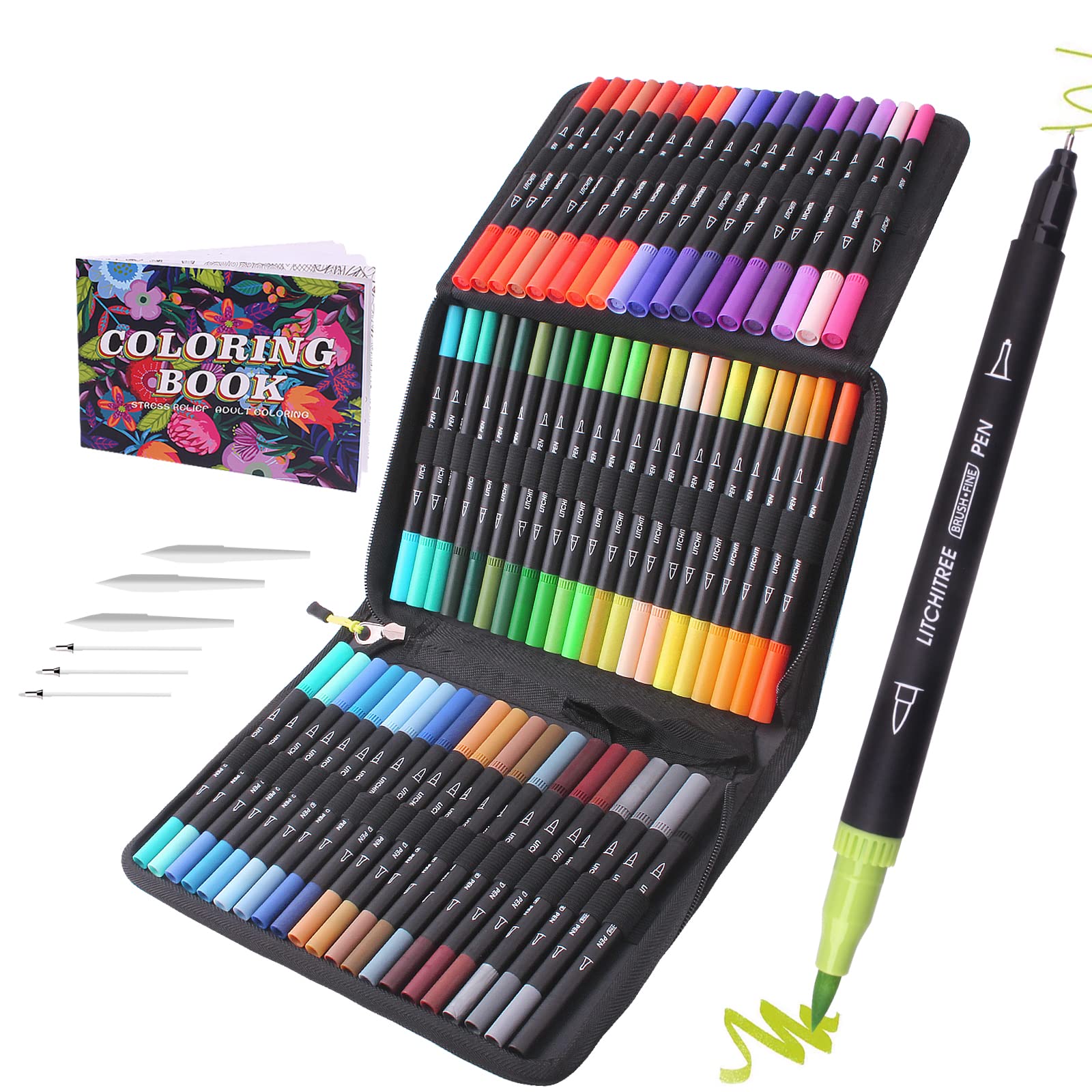 Laconile 72 Dual Tip Brush Pens Art Markers for Artists,Fineliners Felt Pens Colouring Pens for Adult Colouring Books Calligraphy Drawing Sketching