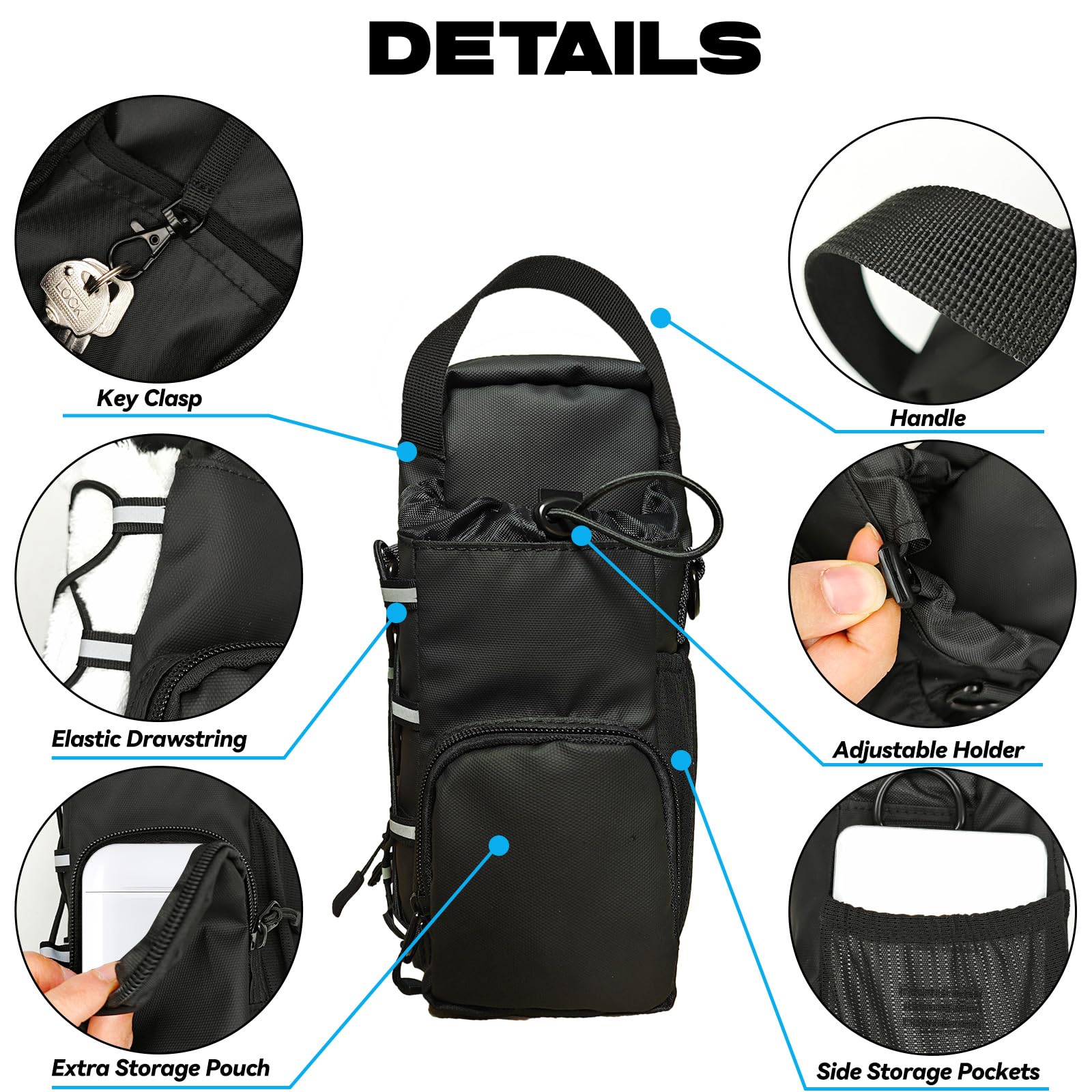 Magnetic Gym Bag for Men, Magnetic Water Bottle Holder, Small Gym Bag for Men, Gym Gifts,Gym Accessories for Women (Black)