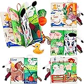 JoyCat Farm Baby Books Toys 0-6 Months, Touch and Feel Tummy Time Crinkle Cloth Soft Book for Babies 0-3 6-12 Months, Baby Bo