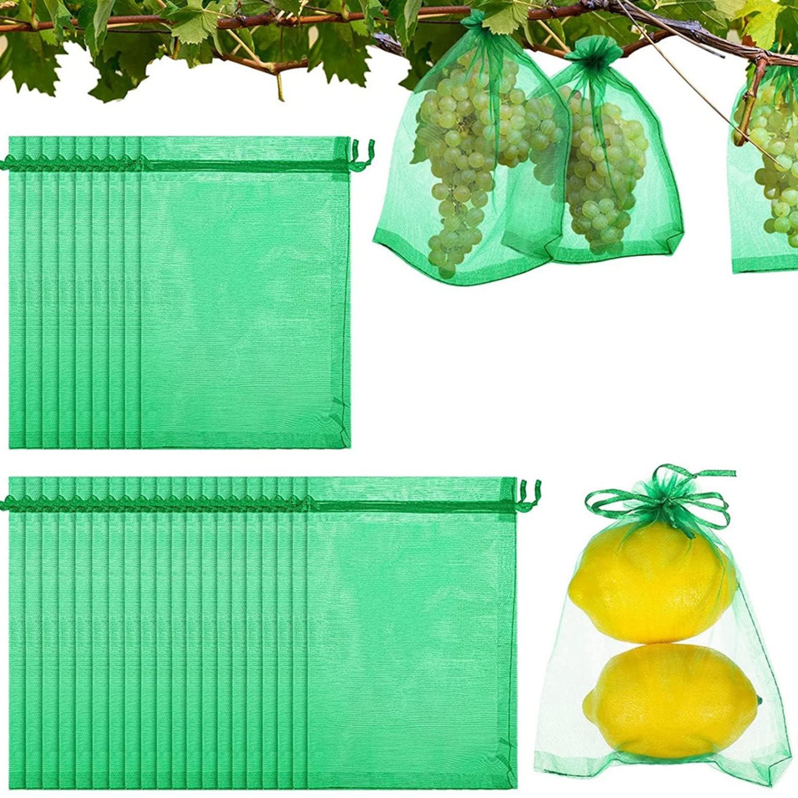 100PCS Fruit Protection Bags, Fruit Netting Bags Penetrating Light Fruits Bag with Drawstring Vegetable Protectors Garden Mesh Barrier Bags for Plant(7 * 9cm)