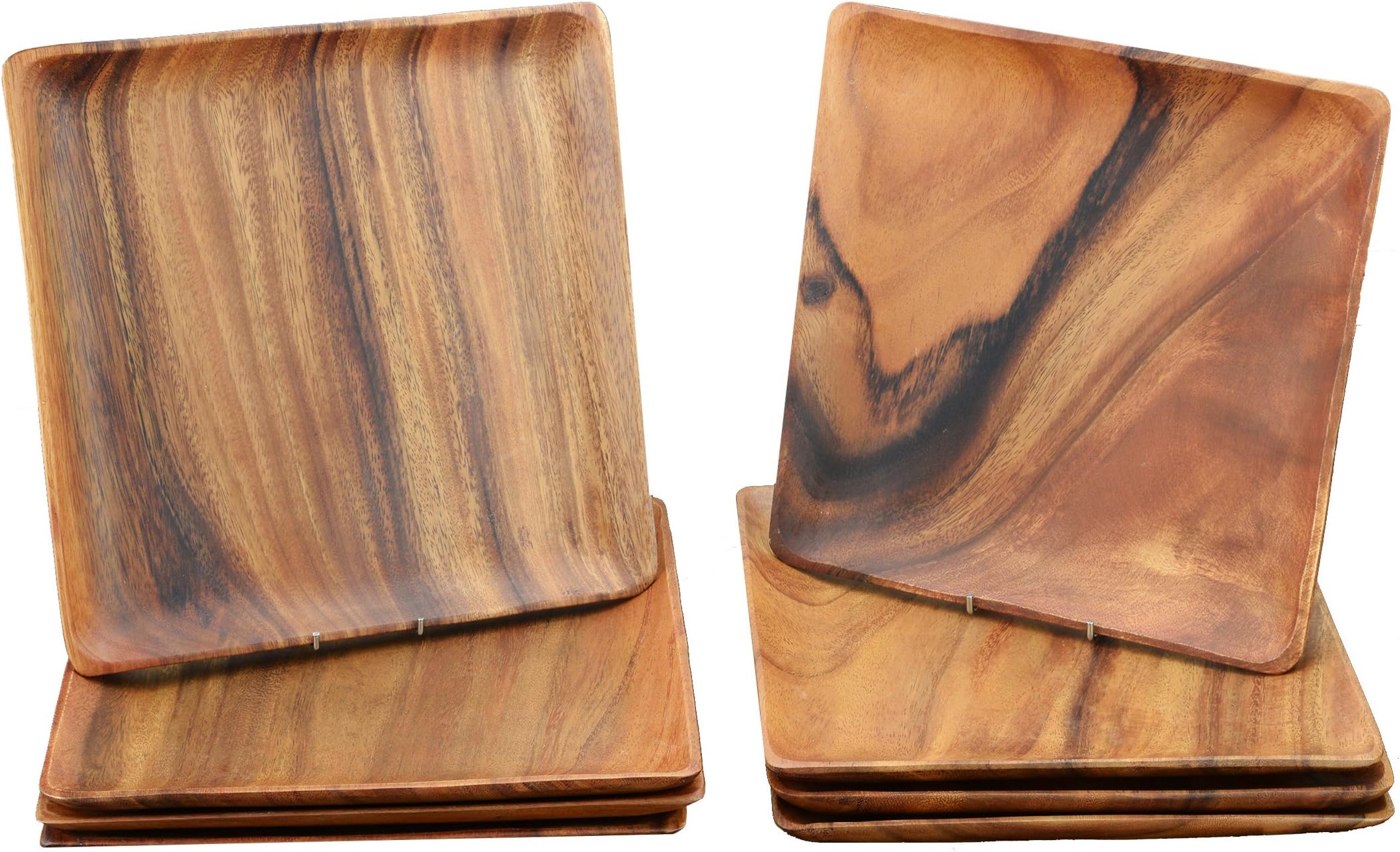 10-inch Acaciaware Acacia Wood Appetizer & Cheese Serving Trays, Charger Plates, Set of 12