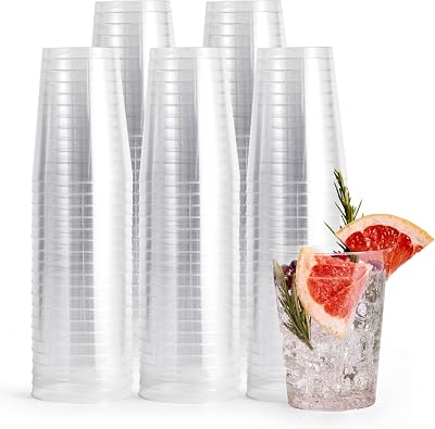 MATANA 50 Premium Clear Hard Plastic Cups 10 oz 285ml Reusable