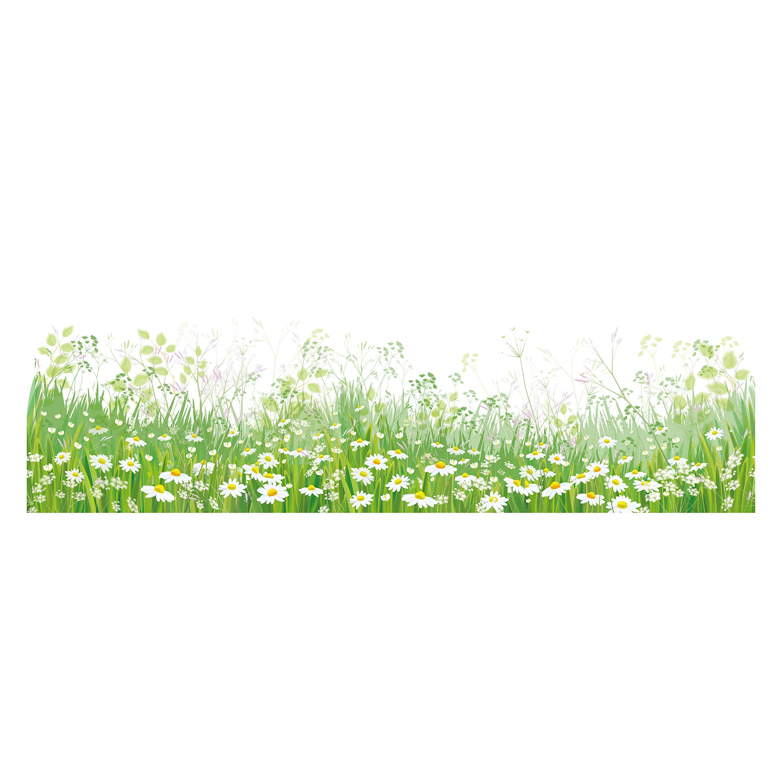 Spring Flower Window Stickers - Daisy and Wild Grass Meadow Window Cling Border - Shop Window Decorations