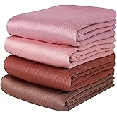 Febfim 4PCS Muslim Women Natural Wrinkle Long Satin Crepe Hijab Set Scarves Smooth Crinkle Ladies Shawl Wrap Set