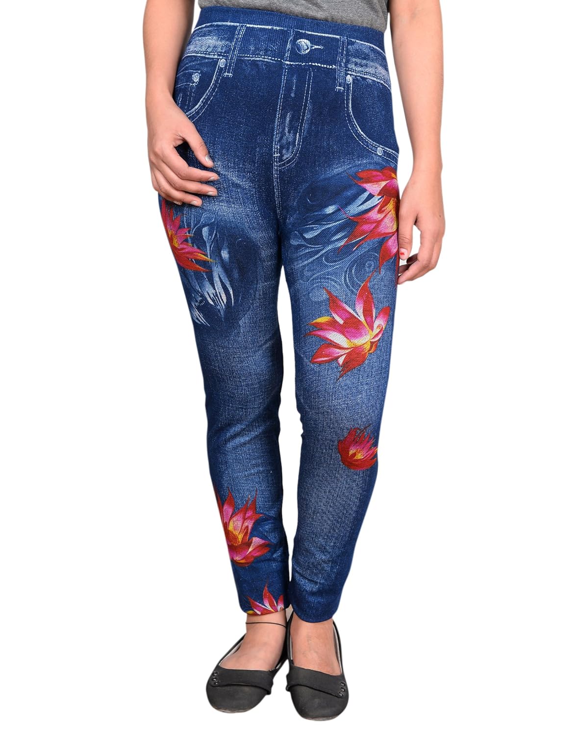 krystle women's legging (kry-dnm-flra-leg-1_blue_free size)