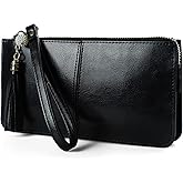 befen Genuine Leather Wristlet Clutch for Women Ultra-Slim Ladies Credit Card Holder Wallet Purses with RFID Protection