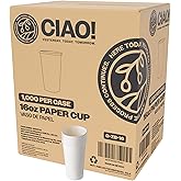 CIAO! 16oz White Paper Hot Cup, Disposable, 90mm Diameter 1,000 Count