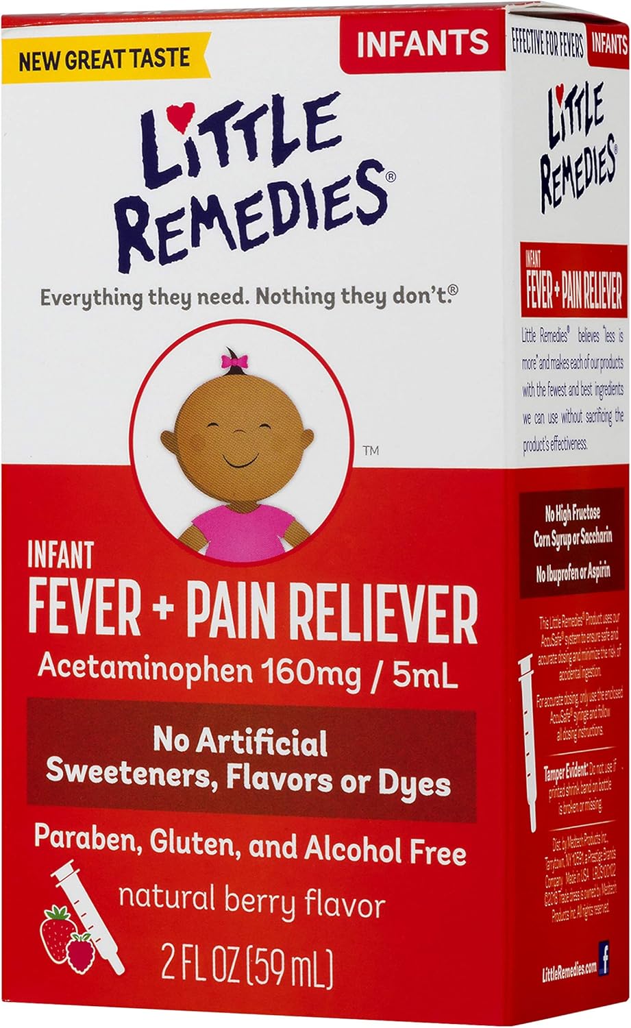 Little Remedies Infant Fever & Pain Reliever | Natural Berry Flavor | 2 FL OZ: Health & Personal Care
