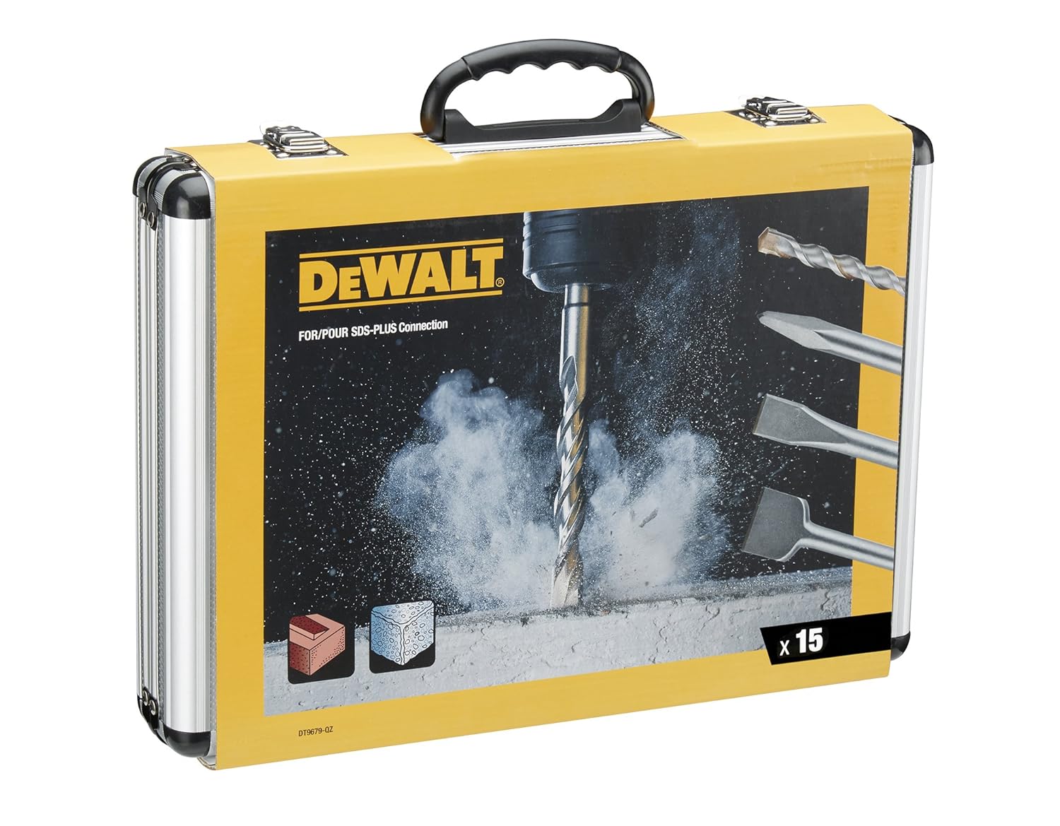 DeWalt Chisel and Drill Set, 15 Pieces SDS Plus 4 x Flat chisels, 1 x