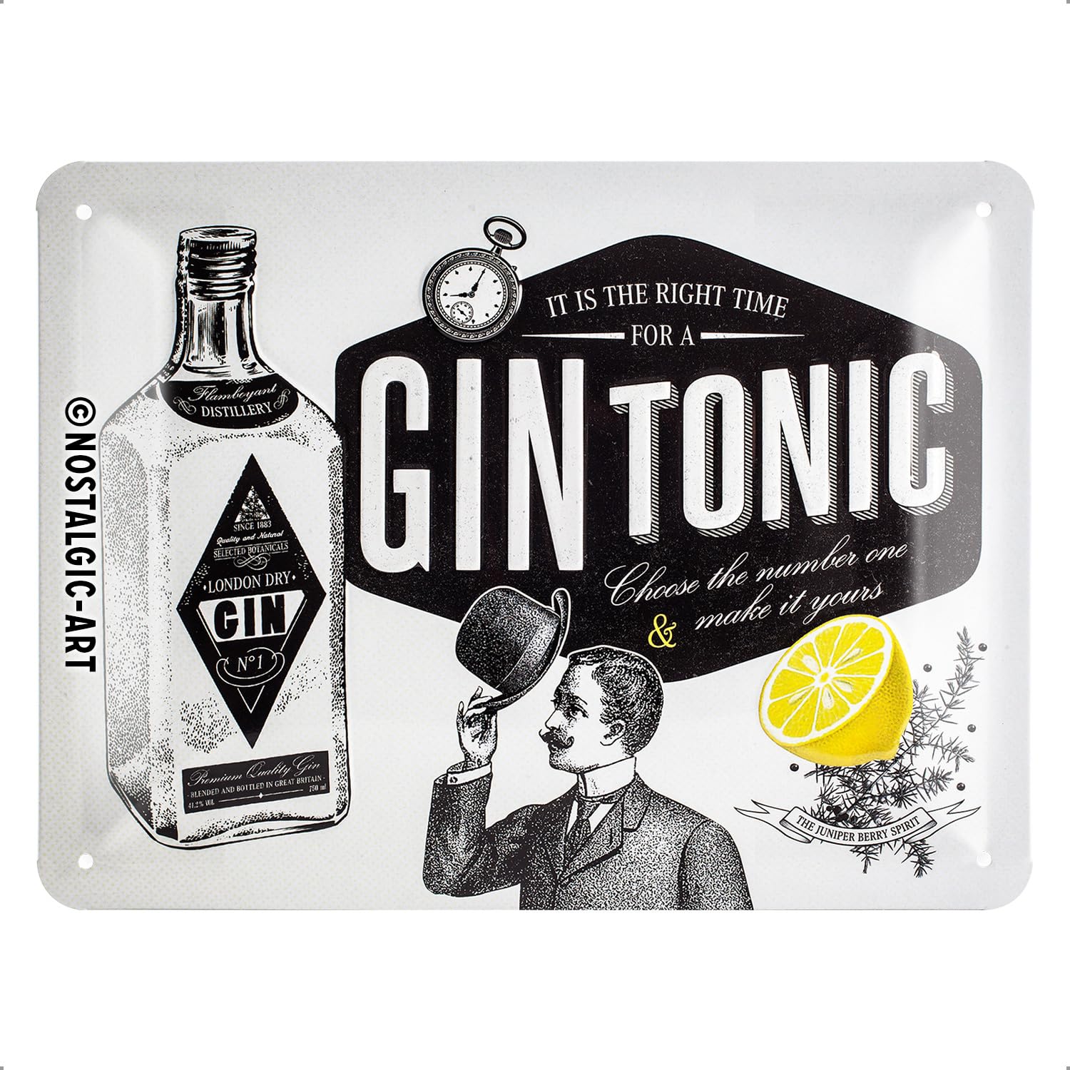 Nostalgic-art Gin Tonic Vintage Design Tin Sign 15 x 20 cm 26168