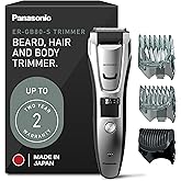 Panasonic Multi-Groomer Electric Beard Trimmer for Men, Men’s Trimmer for Beard, Hair and Body, 39 Trim Length Settings with 3 Attachments, Corded/Cordless Operation – ER-GB80-S (Silver)