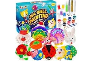RIANEAN Kids Arts and Crafts Gifts for Girls Boys, Sea Shell Painting Toy Kit for Kids, Gifts for Kids Age 6-10, Craft Kits Art Supplies for Kids Activities