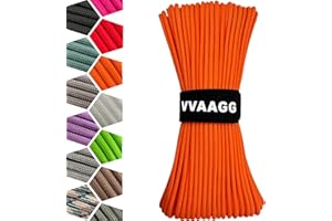 VVAAGG 1000 Orange Paracord100FT Utility Parachute Cord 4mm Nylon String12 Strand Nylon Camping Rope, Tent Rope, Clothsline Rope for Survival & Camping Gear