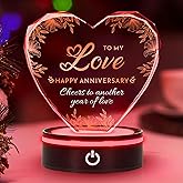 PSPCBS Gifts for Love, Crystals Gift for Wife Girlfriend, 3.9 x 3.5 inch Heart Gifts from Husband Boyfriend, Christmas, Birthday, and Valentine's Day Gift for Lover with Colorful LED Base