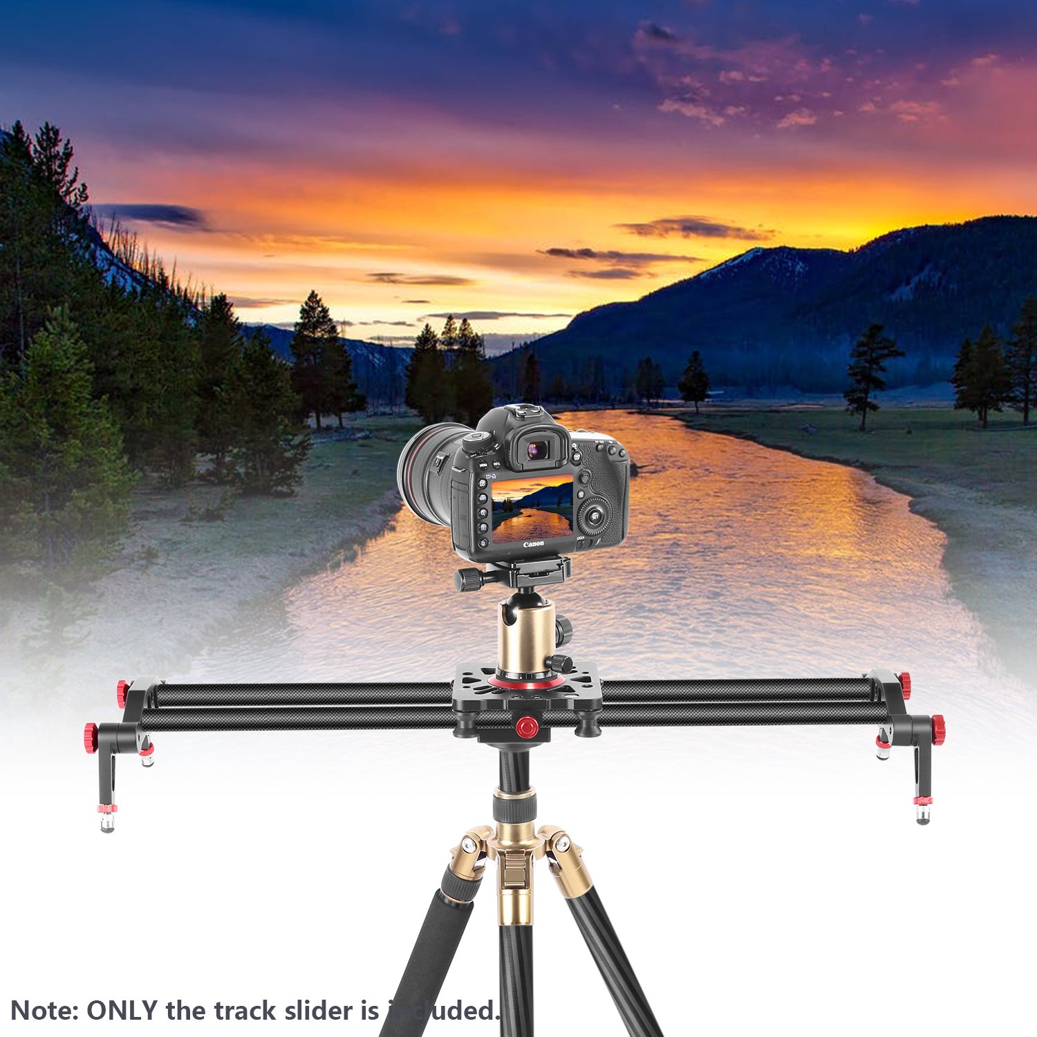 Neewer 31.5 inches/80 Centimeters Carbon Fiber Camera Track Slider Video Stabilizer Rail with 6 Bearings for DSLR Camera DV Video Camcorder Film Photography, Load up to 17.5 pounds/8 kilograms (Red)