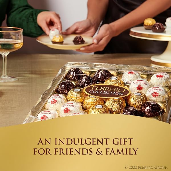 FERRERO COLLECTION, 13 COUNT, PREMIUM GOURMET ASSORTED HAZELNUT MILK CHOCOLATE, DARK CHOCOLATE AND COCONUT, EASTER BUNNY GIFT BOX, GREAT EASTER GIFT, 5 OZ