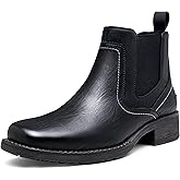 Jousen Chelsea Boots Men Square Toe Ankle Mens Dress Boots Casual Slip On Boots for Men