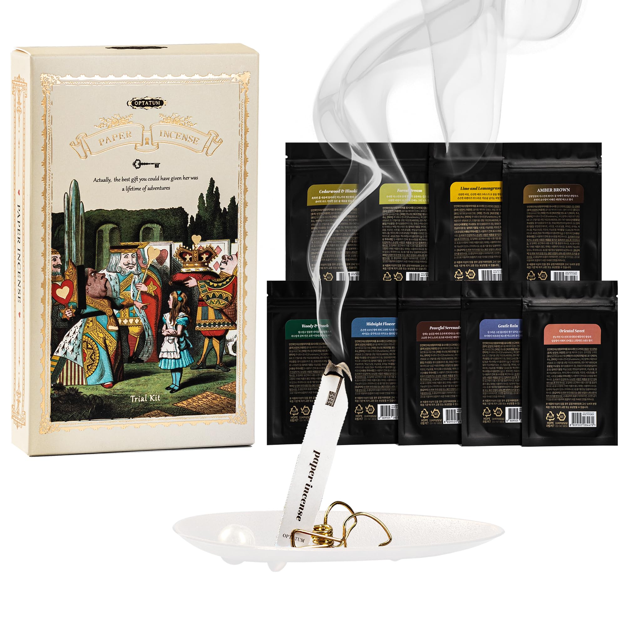 OPTATUM ペーパーインセンス トライアルキット - 36枚入り多様な香りの紙セット | 9種の特別な香りからあなたにぴったりの一つを見つけてください | リラックスや穏やかな時間に最適なヴィンテージ風ギフト商品画像
