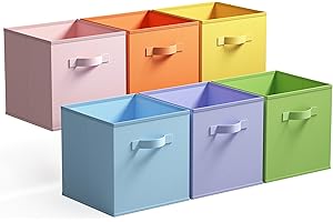 GRANNY SAYS Cube Storage Bins, Pack of 6 Fabric Storage Cubes 11 x 11, Collapsible Square Storage Boxes for Shelves, Cube Bac