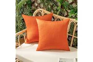 Woaboy Set of 2 Outdoor Waterproof Throw Pillow Covers Bright Orange Decorative Farmhouse Pillowcase Solid Cushion Cases for Bed Sofa Couch Car Living Room 18x18 inch
