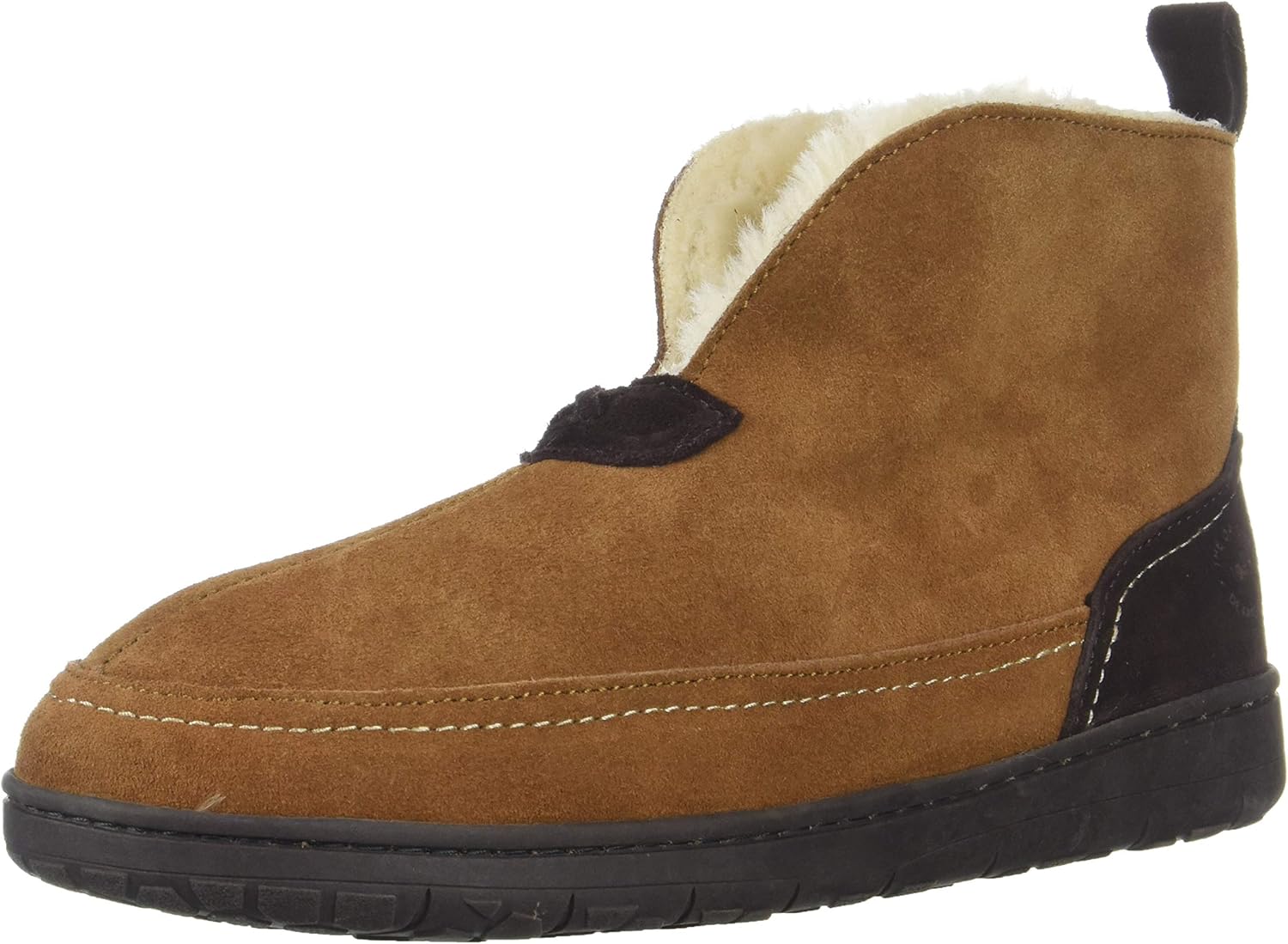 Dearfoams Men's Suede Notch Boot Slipper, Chestnut, Numeric_12 Amazon