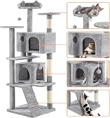 Yaheetech Large Cat Tree 178cm Tower with 2 Condos Scratching Posts Light Grey view 4