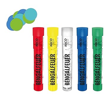 Conipa Bengalfeuer Bengalos (5er Pack, Bunt Sortiert) + Konfetti