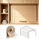 Tambour Door Kit with Handle, Roll Up Cabinet Doors for Appliance Garage | Wooden Finish Space Saving Cabinet Roller Shutter Door, Clutter Concealment Pull-Down Kitchen Roller Door, Easy to Open