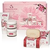 Bulgarian Rose Moisturizing Daily Regimen 5 Piece Gift Set - Day Cream, Night Cream, Exfoliating Face Mask, Bar Soap, Soapsponge