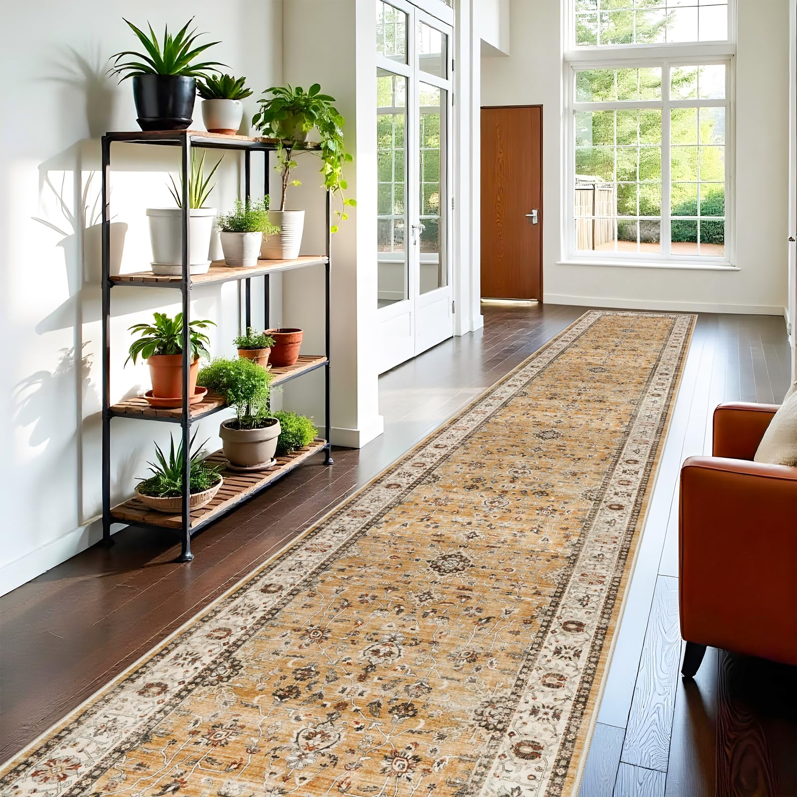 Photo 1 of Washable Runner Rug 3x14 - Hallway Runner Rug Kitchen Rugs and Mats Non Skid Washable Waterproof Carpet Runner for Living Room Bedroom Bathroom (Gold, 3X14)