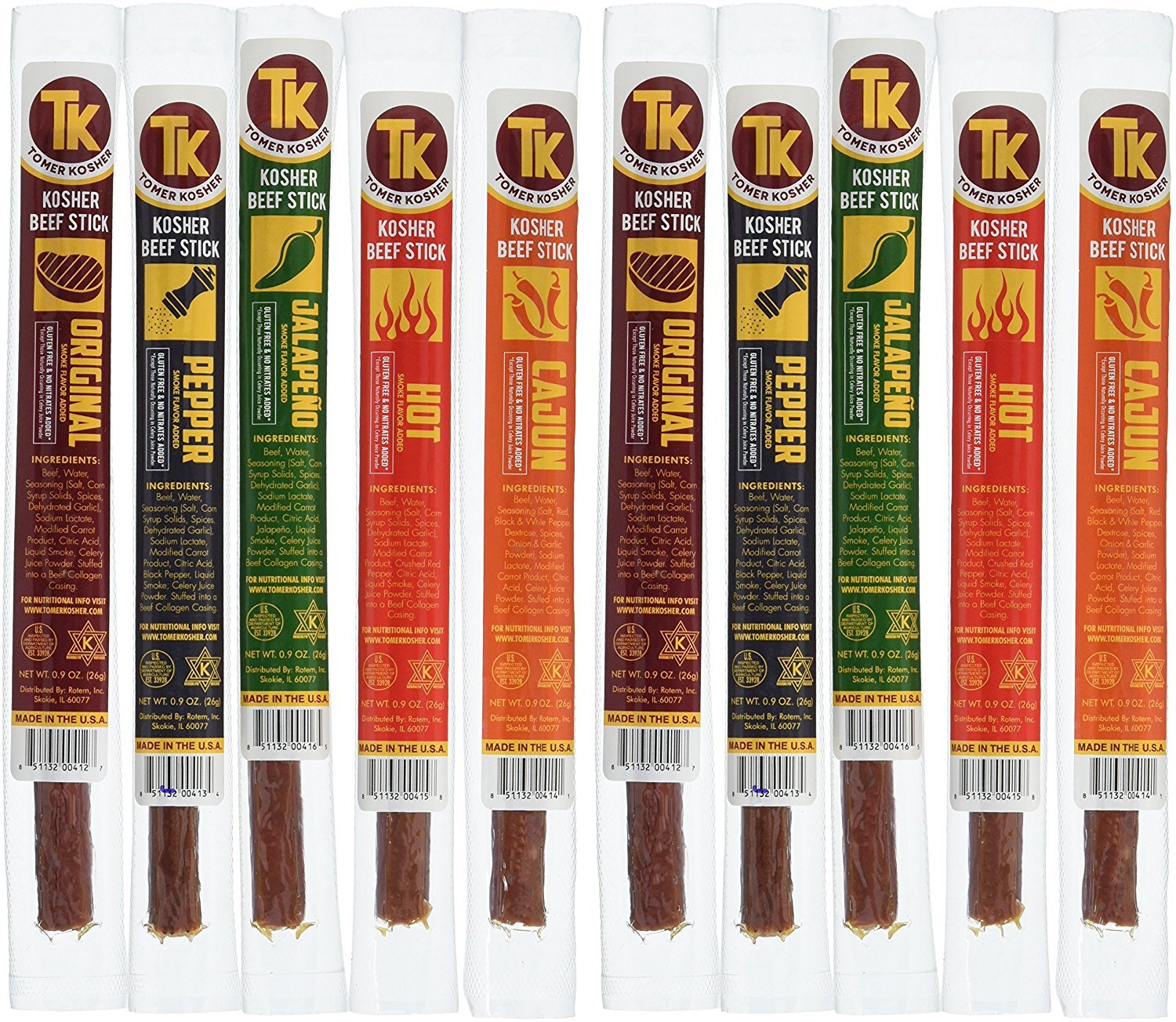Tomer Kosher Beef Sticks, 100 USA Beef, MSG, Gluten, And Soy Free, No