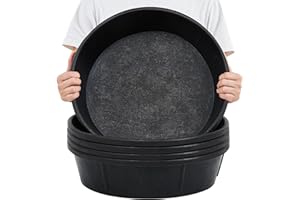 Sadnyy 5 Pcs 3 Gallon/ 12 Quart Rubber Feeder Pan, Rubber Feed Pan Utility Horse Feed Bucket Dog Bowl Horse Feeder for Cats Dogs Goats Chicken Dust Bath Container Animal Feeding, 10.6 x 4.1 Inch