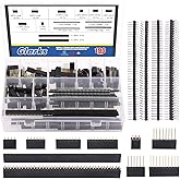 Glarks 190Pcs 2.54mm Male and Female Pin Header Connector Assortment Kit, Long/Short Needle Stackable Shield Header and Singl