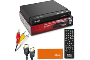 Sony DVD Player for TV with Remote, Plays DVD's and CD's. Upscaling to Near HD Quality. Zdirect Bundle with Microfiber Cloth and HDMI Cable