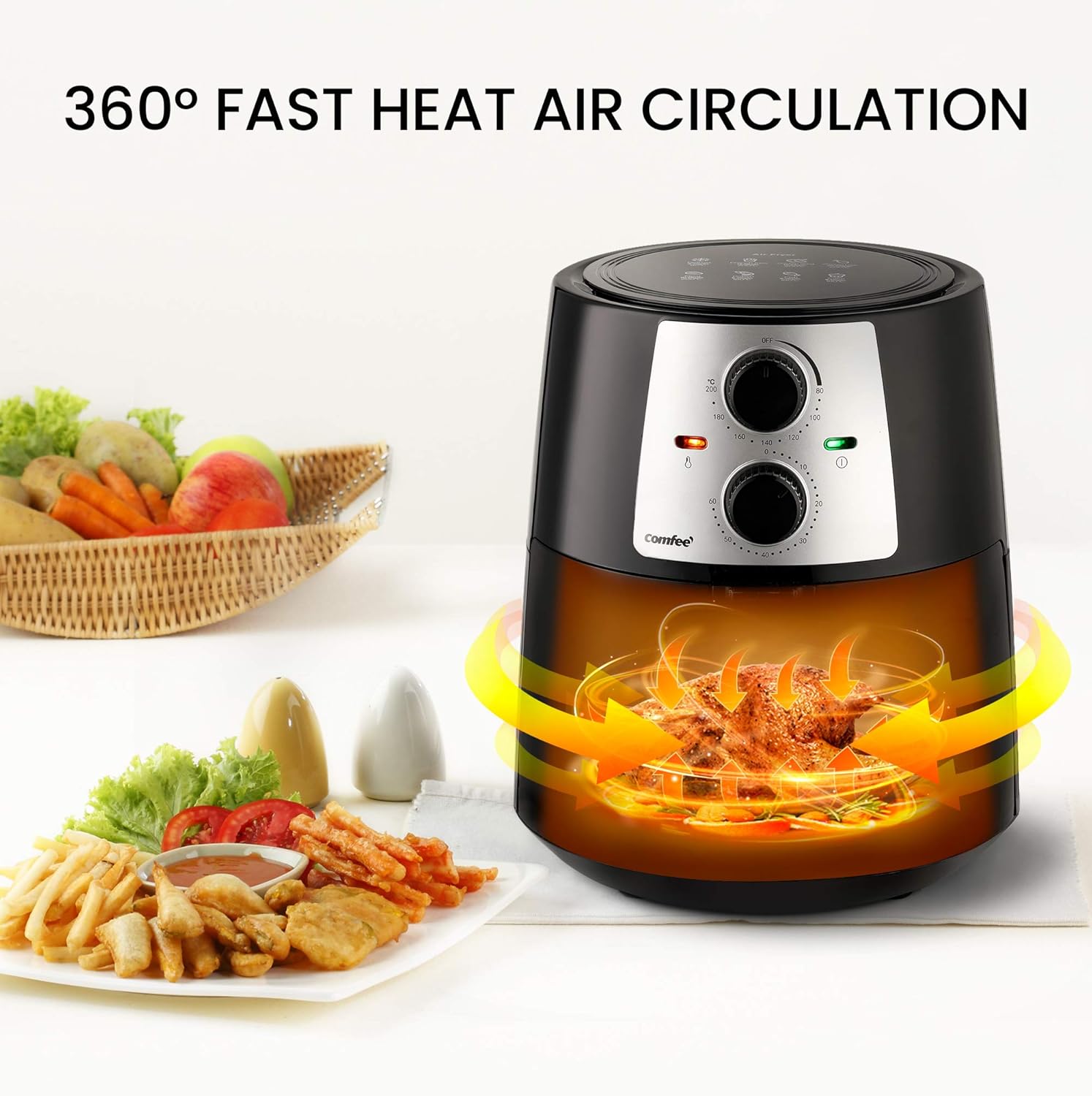 COMFEE’ Air Fryer for Home Use 3.5L, Healthy Oil Free Cooking, Baking